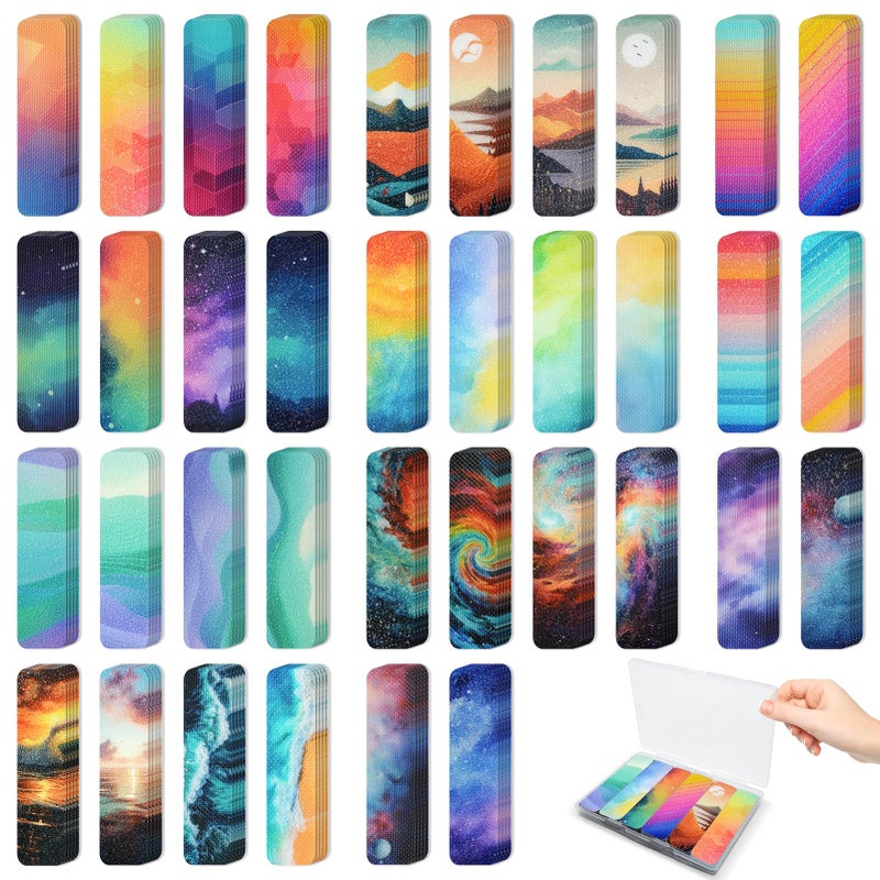 TOEMUR 72 Pieces Anxiety Sensory Stickers with Storage Box - Calming Stickers for ADHD - 2 Textured Surface Adhesives - Sensory Strips for Office & Classroom Desk Relieve Adult & Teen Stress - Image 1